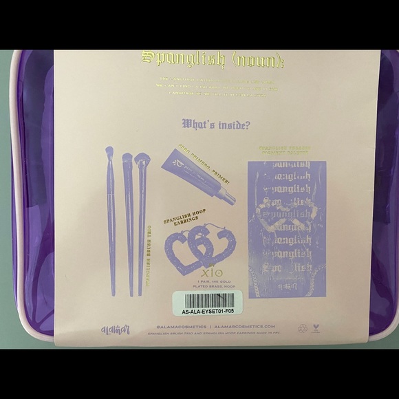 Bundle Alamar Eyeshadow & Primer Makeup Brushes Hoop Earrings & Case 10”x8” NWT - Picture 6 of 8